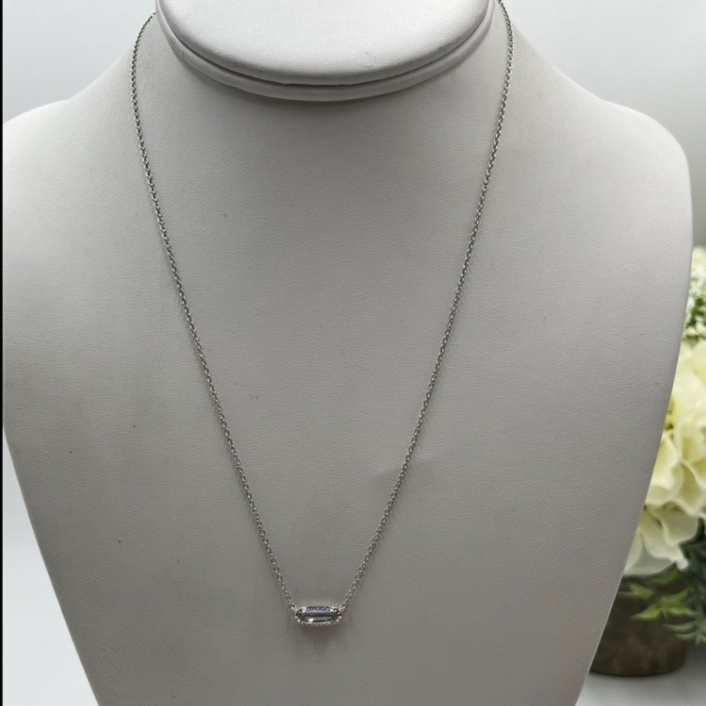 Kendra Scott Elisa Pendant Necklace in Dichroic Glass Rhodium Plated